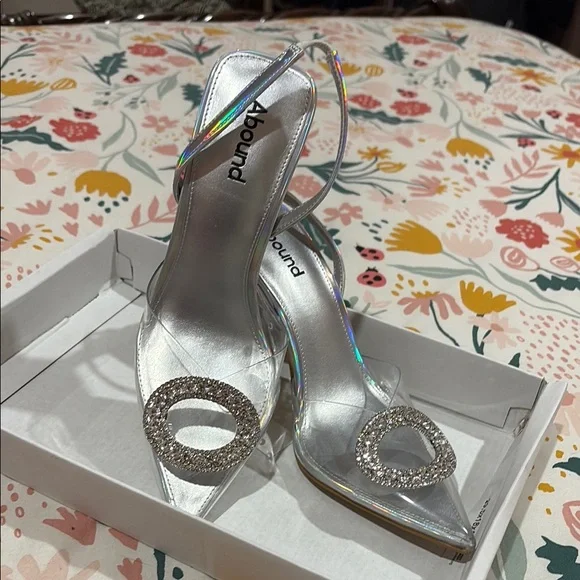 Abound Silver Stiletto Heels with Crystal Embellishment - Picture 3 of 3